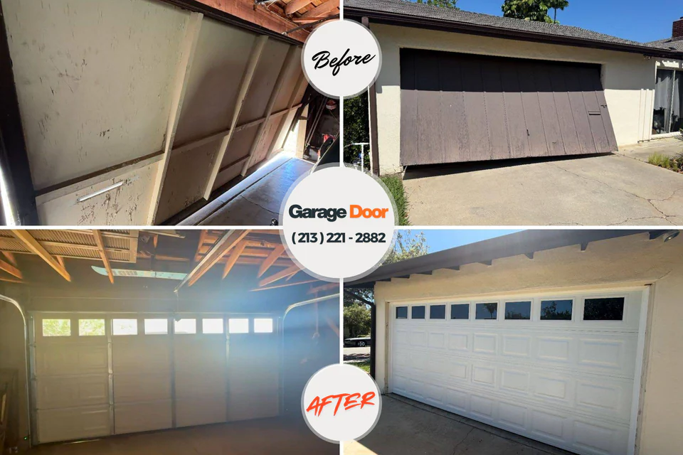Before and after: garage door repair 44442